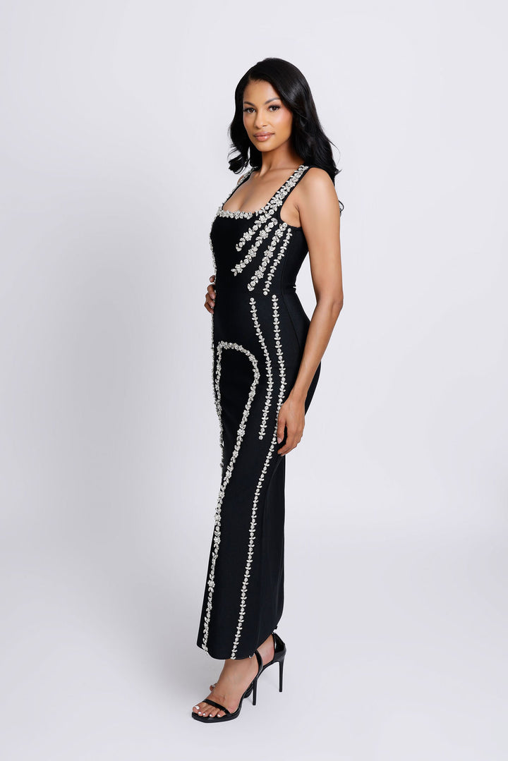 "Alessa" Beautifully Crystal Stone Embellished Divine Bandage Dress