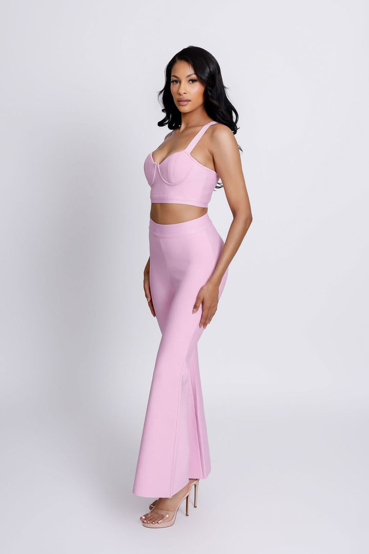 "Louisa" Pink Bralette Two Piece Bandage Pants Set