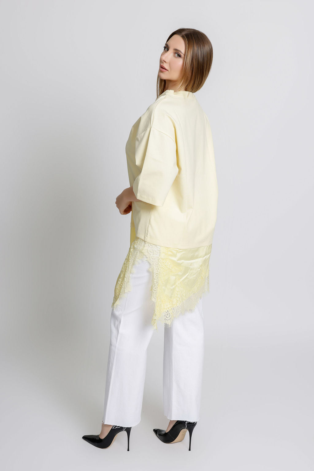 Oversized T-Shirt with Lace Bottom
