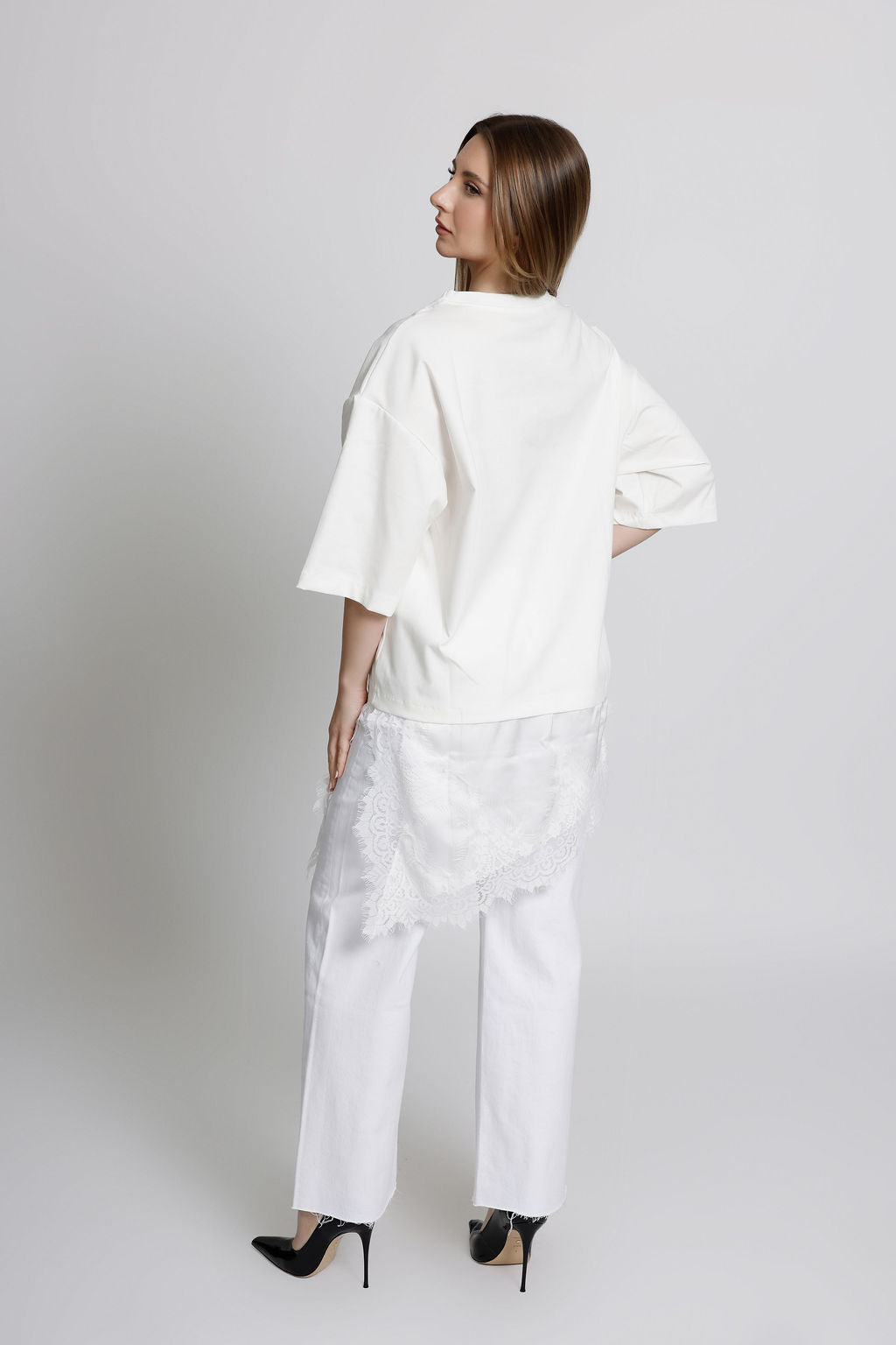 Oversized T-Shirt with Lace Bottom