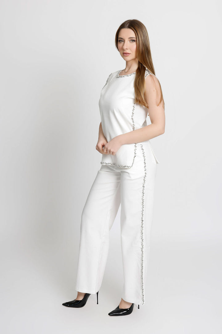 Crystal Embellished Two Piece Pants Set