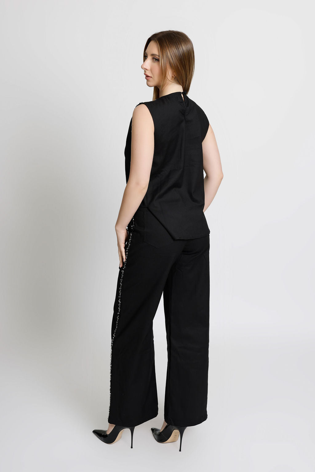 Crystal Embellished Two Piece Pants Set