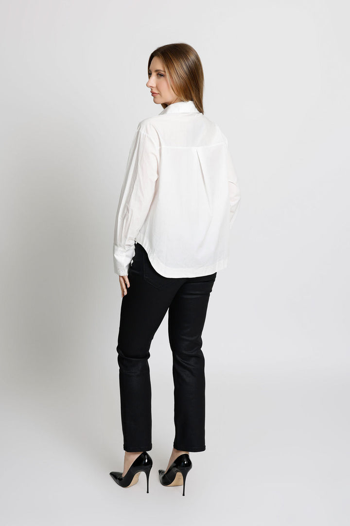 Rhinestone Detailed Wavy Long Sleeve Button Up Shirt