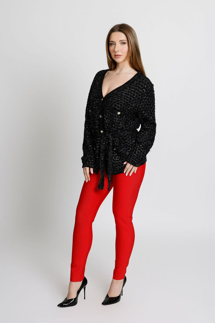 Sequin Gold Buttoned Long Sleeve Cardigan  Top
