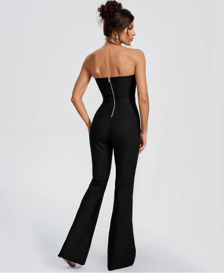 “Krystal” Strapless Crystal Embellished Bandage Dress