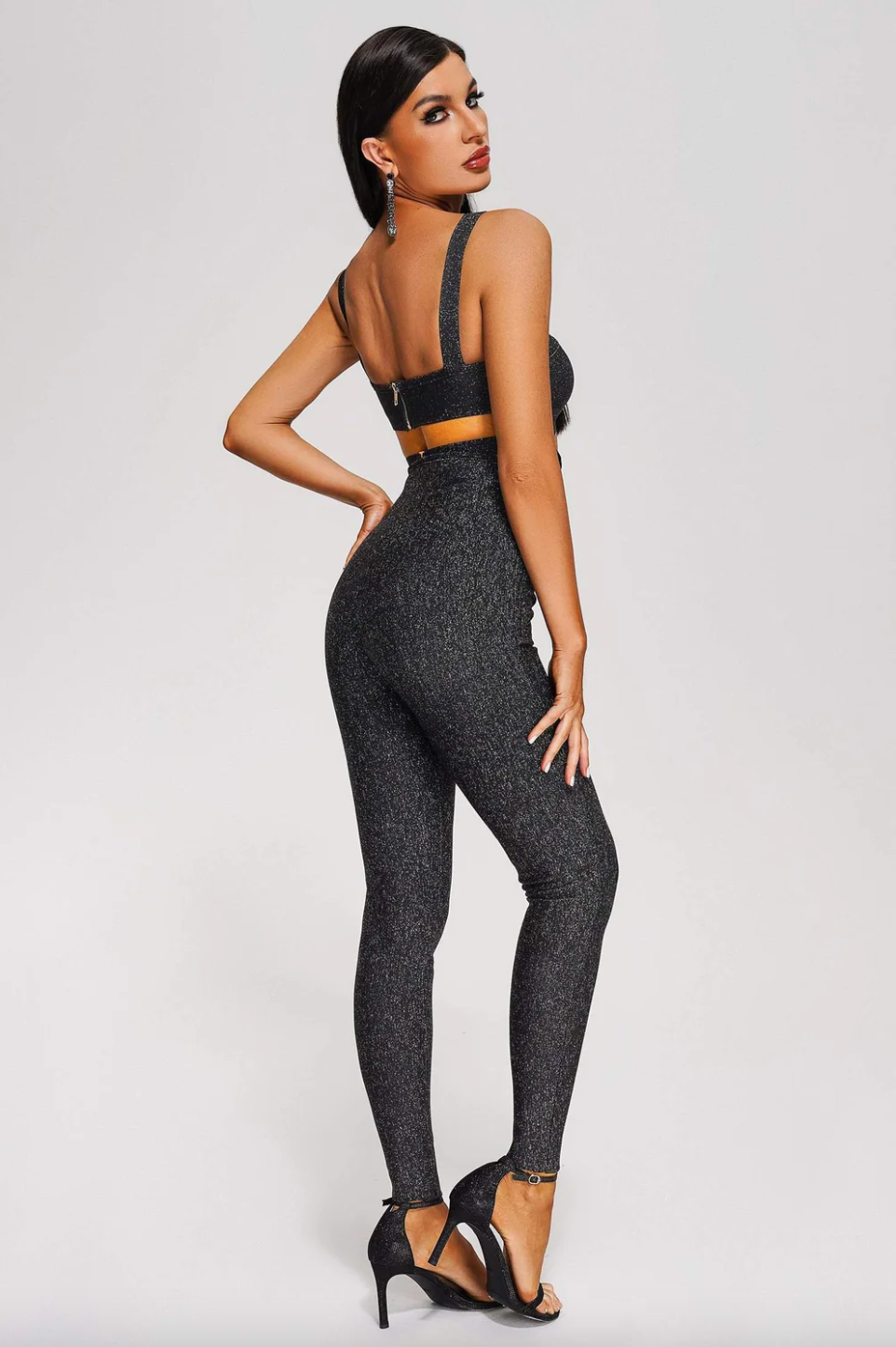 "Hedra" Sexy Criss Cross Cut Out Shimmer Bandage Jumpsuit