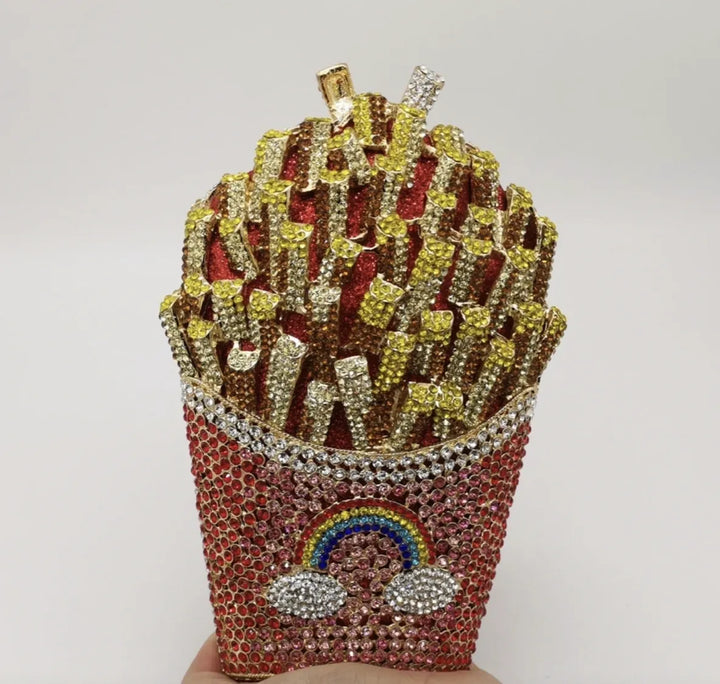 Sparkling French Fries Crystal Clutch Purse