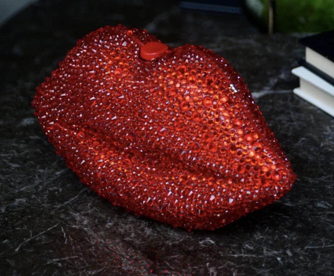 Sparkling Red Lips Crystal Clutch Purse