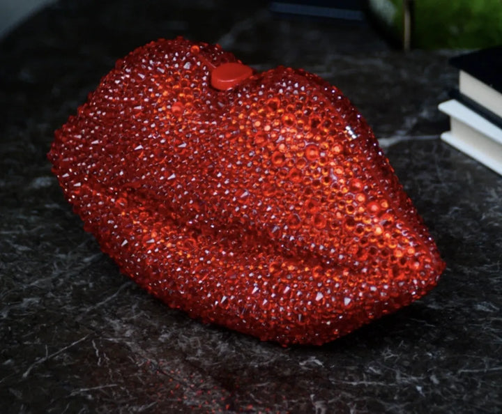 Sparkling Red Lips Crystal Clutch Purse