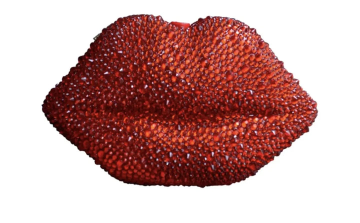 Sparkling Red Lips Crystal Clutch Purse